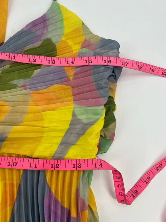 NWT ASTR the Label Blythe Floral Midi Dress yellow lilac abstract Sz M - Picture 9 of 11